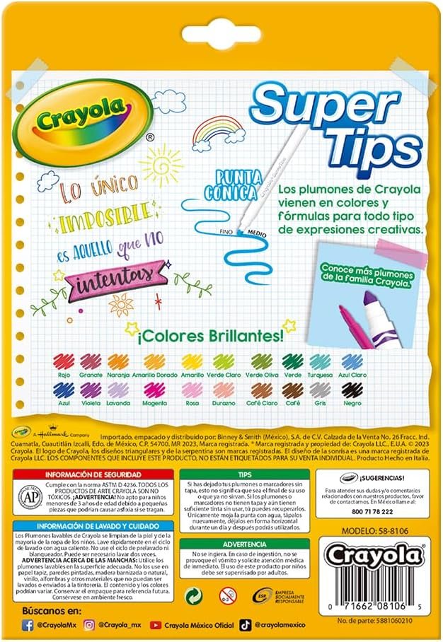 CRAYOLA 20 Plumones Delgados Lavables - Imagen 4
