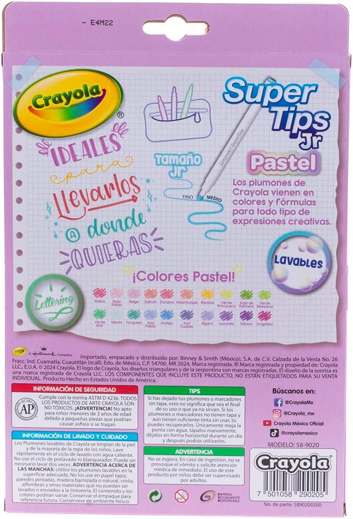 CRAYOLA 20 Super Tips PASTEL JR - Imagen 4