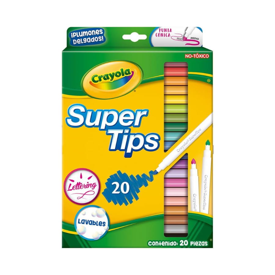 CRAYOLA 20 Plumones Delgados Lavables